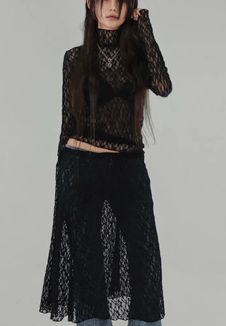 COCO SEE-THROUGH LACE LAYERED HALF SKIRT Coco See-Through Lace Polarity