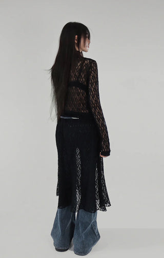 COCO SEE-THROUGH LACE LAYERED HALF SKIRT Coco See-Through Lace Polarity