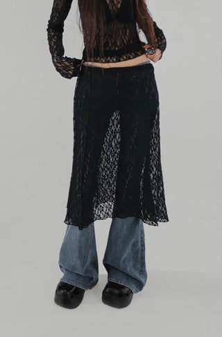 COCO SEE-THROUGH LACE LAYERED HALF SKIRT Coco See-Through Lace Polarity