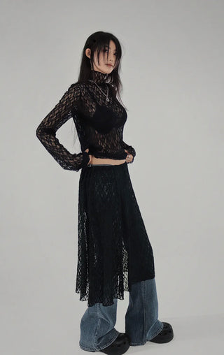 COCO SEE-THROUGH LACE LAYERED HALF SKIRT Coco See-Through Lace Polarity