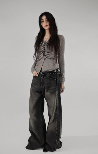 HERRINGBONE TWILL WOOL LONG COAT