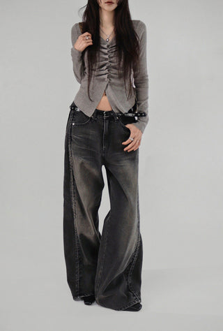 HERRINGBONE TWILL WOOL LONG COAT