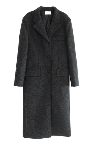 HERRINGBONE TWILL WOOL LONG COAT