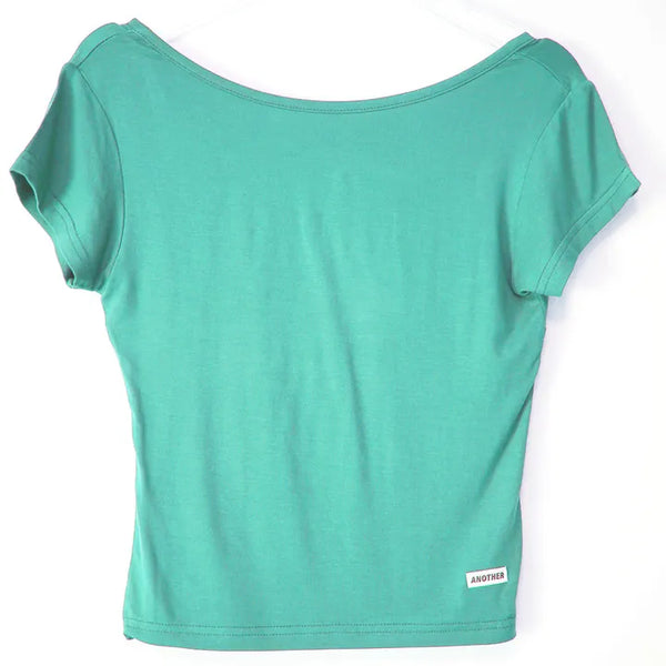 Square back fringe soft lip neck reversible short sleeve t-shirt