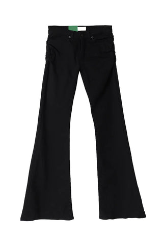 NEWNEW SHIRRING LOW-RISE SPAN REAL BOOTCUT PANTS