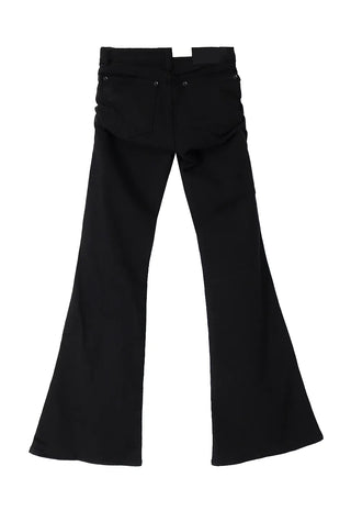 NEWNEW SHIRRING LOW-RISE SPAN REAL BOOTCUT PANTS