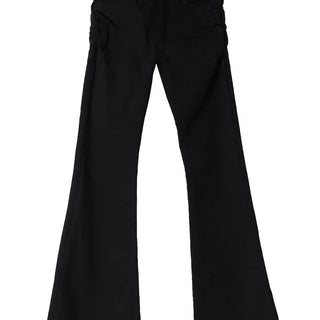 NEWNEW SHIRRING LOW-RISE SPAN REAL BOOTCUT PANTS