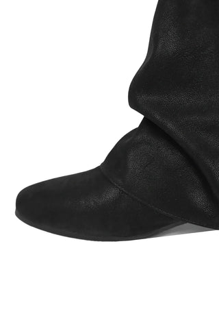 Folded Suede Texture Layer Flat Middle Ankle Boots