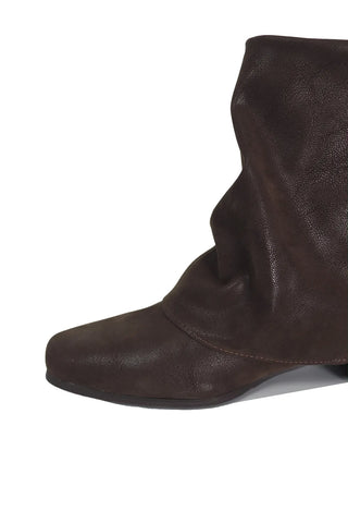 Folded Suede Texture Layer Flat Middle Ankle Boots