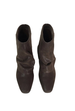 Folded Suede Texture Layer Flat Middle Ankle Boots