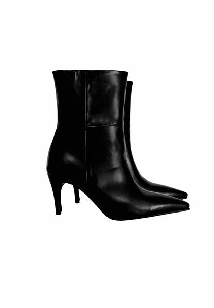 ALL BLACK CHIC STELLETTO ANKLE MIDDLE BOOTS