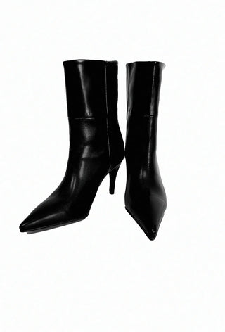 ALL BLACK CHIC STELLETTO ANKLE MIDDLE BOOTS