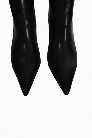 ALL BLACK CHIC STELLETTO ANKLE MIDDLE BOOTS