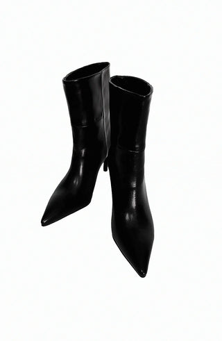 ALL BLACK CHIC STELLETTO ANKLE MIDDLE BOOTS