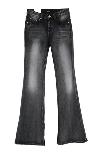 ALL DARK GRAY BRUSH WASHING SLIM FIT BOOTCUT JEANS