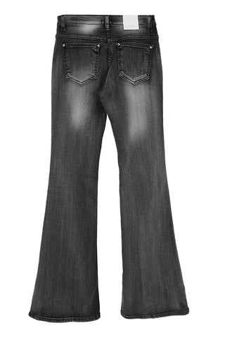 ALL DARK GRAY BRUSH WASHING SLIM FIT BOOTCUT JEANS