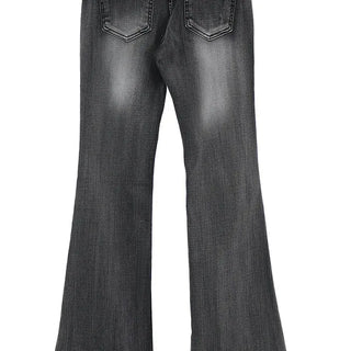 ALL DARK GRAY BRUSH WASHING SLIM FIT BOOTCUT JEANS
