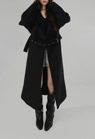 Wrap Mood Twisted Slit Soft V-Neck Knit