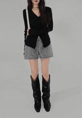 Wrap Mood Twisted Slit Soft V-Neck Knit