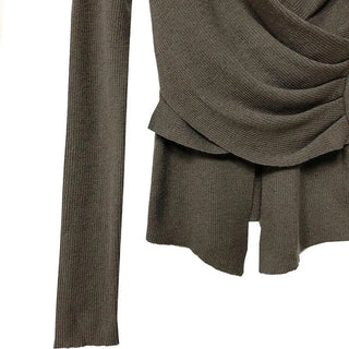 Wrap Mood Twisted Slit Soft V-Neck Knit