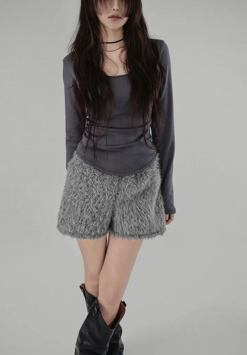 SHERI BANDING FUR PANTS SHORTS