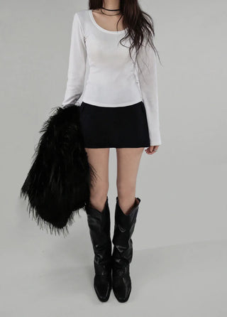 RIDGE TIGHT U-NECK ROUNDY LONG SLEEVE T-SHIRT