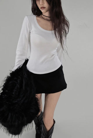 RIDGE TIGHT U-NECK ROUNDY LONG SLEEVE T-SHIRT