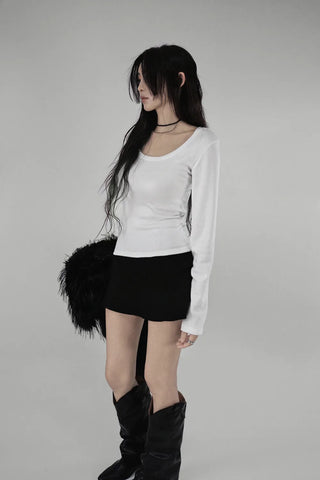 RIDGE TIGHT U-NECK ROUNDY LONG SLEEVE T-SHIRT