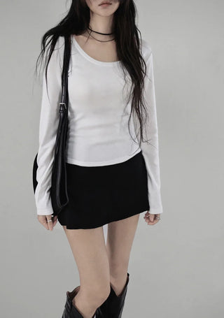RIDGE TIGHT U-NECK ROUNDY LONG SLEEVE T-SHIRT
