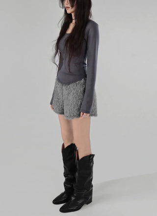 RIDGE TIGHT U-NECK ROUNDY LONG SLEEVE T-SHIRT