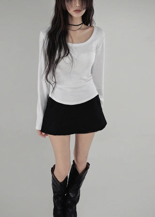 RIDGE TIGHT U-NECK ROUNDY LONG SLEEVE T-SHIRT