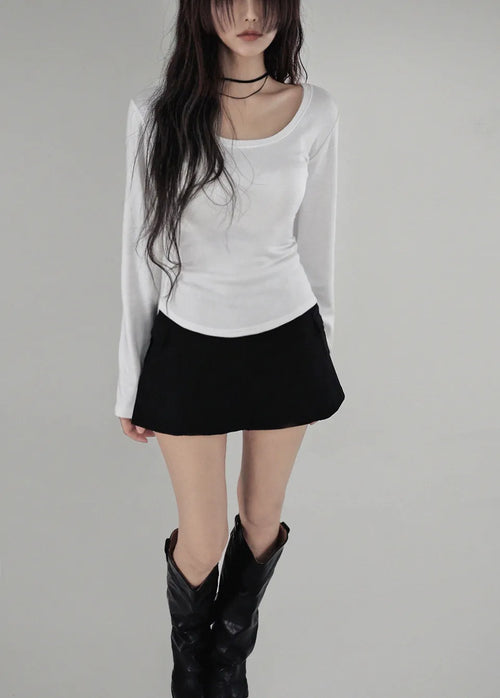 RIDGE TIGHT U-NECK ROUNDY LONG SLEEVE T-SHIRT