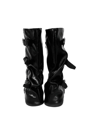 NUVE THREE BUCKLE WALKERS PLATFORM LONG BOOTS