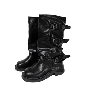 NUVE THREE BUCKLE WALKERS PLATFORM LONG BOOTS