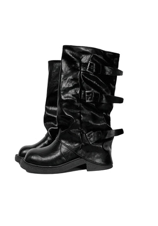 NUVE THREE BUCKLE WALKERS PLATFORM LONG BOOTS