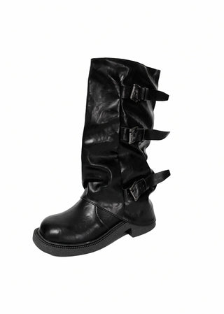 NUVE THREE BUCKLE WALKERS PLATFORM LONG BOOTS