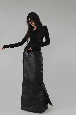 ZOO RINGDY POCKET SLIT PADDED LONG SKIRT