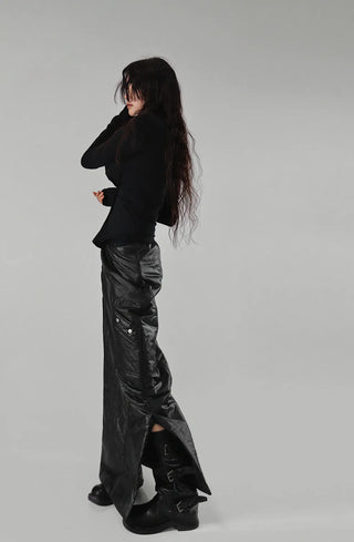 ZOO RINGDY POCKET SLIT PADDED LONG SKIRT