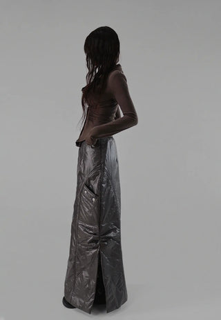 ZOO RINGDY POCKET SLIT PADDED LONG SKIRT