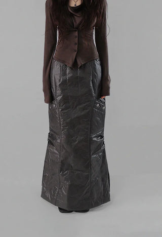 ZOO RINGDY POCKET SLIT PADDED LONG SKIRT