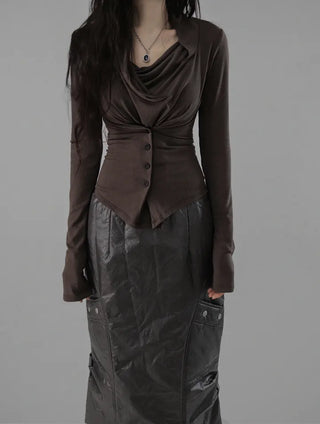 ZOO RINGDY POCKET SLIT PADDED LONG SKIRT