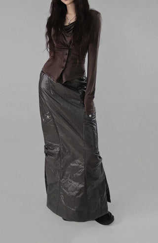 ZOO RINGDY POCKET SLIT PADDED LONG SKIRT