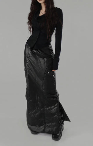 ZOO RINGDY POCKET SLIT PADDED LONG SKIRT