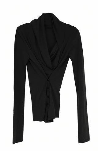 CORSET OPEN NECK LOOSE BUTTON UNBAL TEE