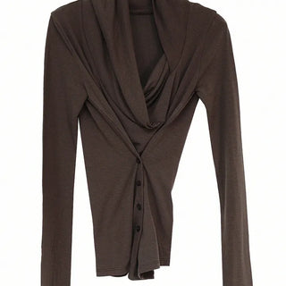 CORSET OPEN NECK LOOSE BUTTON UNBAL TEE