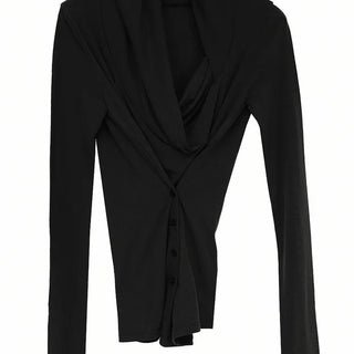 CORSET OPEN NECK LOOSE BUTTON UNBAL TEE