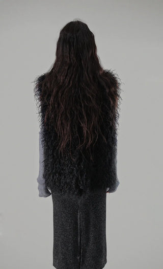 BLOCK CUT UNBAL SHIRRING BUTTON KNIT CARDIGAN