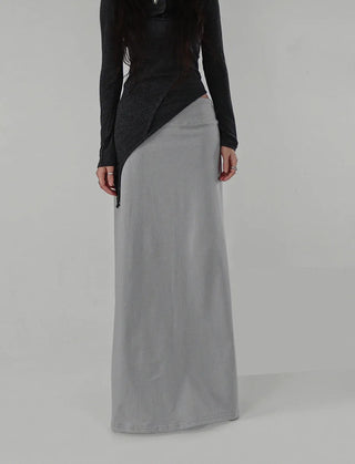 MILKY LOW-RISE BANDED LONG SKIRT