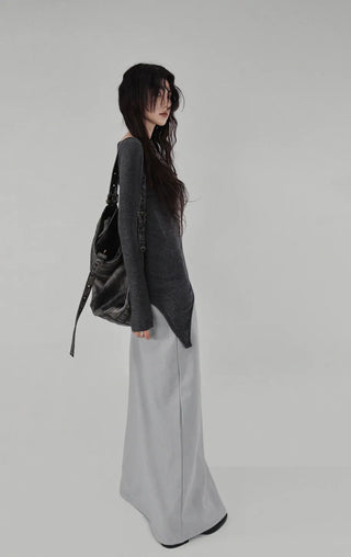 MILKY LOW-RISE BANDED LONG SKIRT