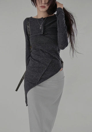 MILKY LOW-RISE BANDED LONG SKIRT